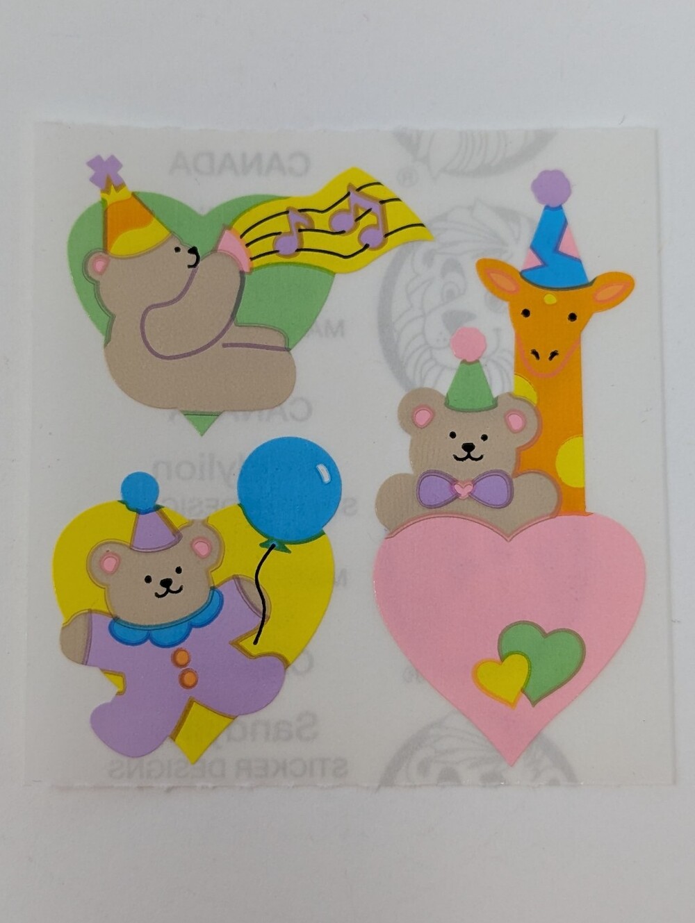 Sandylion Stickers Party Bears Pastel Vintage